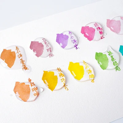 12 Macarone Colors Waterproof  Ink Student Painting Dye Card Color Ink , Fountain Dip Pen Ink 15ml/bottle