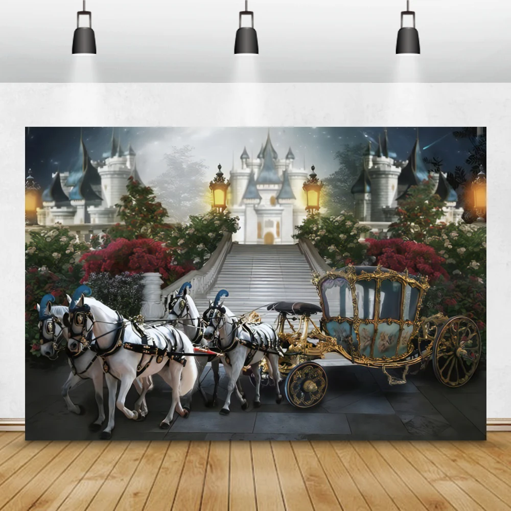 Fairytale Castle Night Scene Photography Contexto, Princesa Retrato, Baby Shower, Aniversário Photocall Cartaz, Família Photo Background