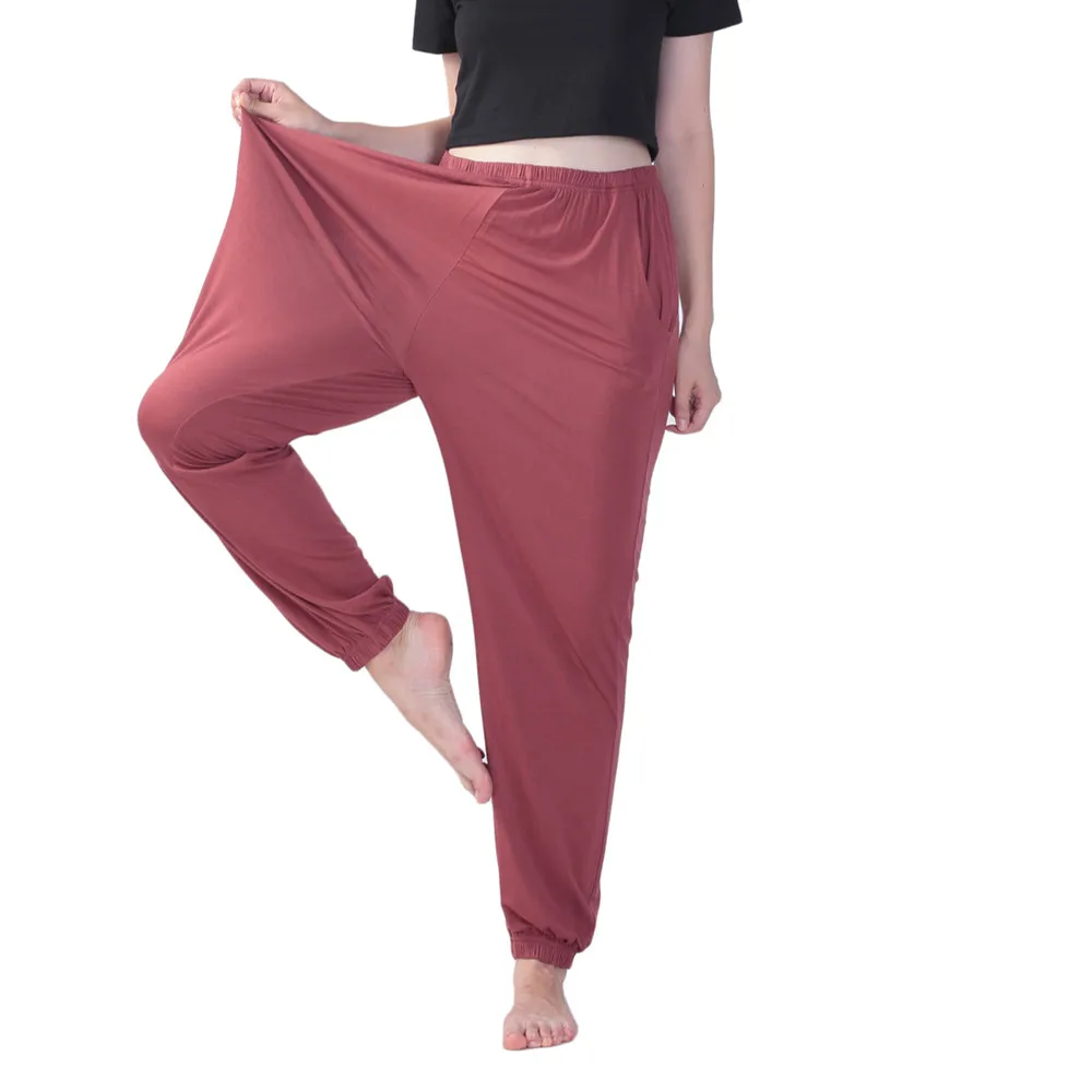 

Fdfklak Spring Cotton Women Sleep bottoms Female Loose 3XL-7XL Plus Size Nighty Trousers Sleepwear Wine Red Pajama Pants