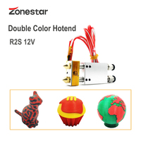 ZONESTAR 2-IN-2-OUT HOTEND Single Heater 1.75mm Filament 0.4mm Standard MK8 Nozzle Dule Extruders 3D Printer Part J-head