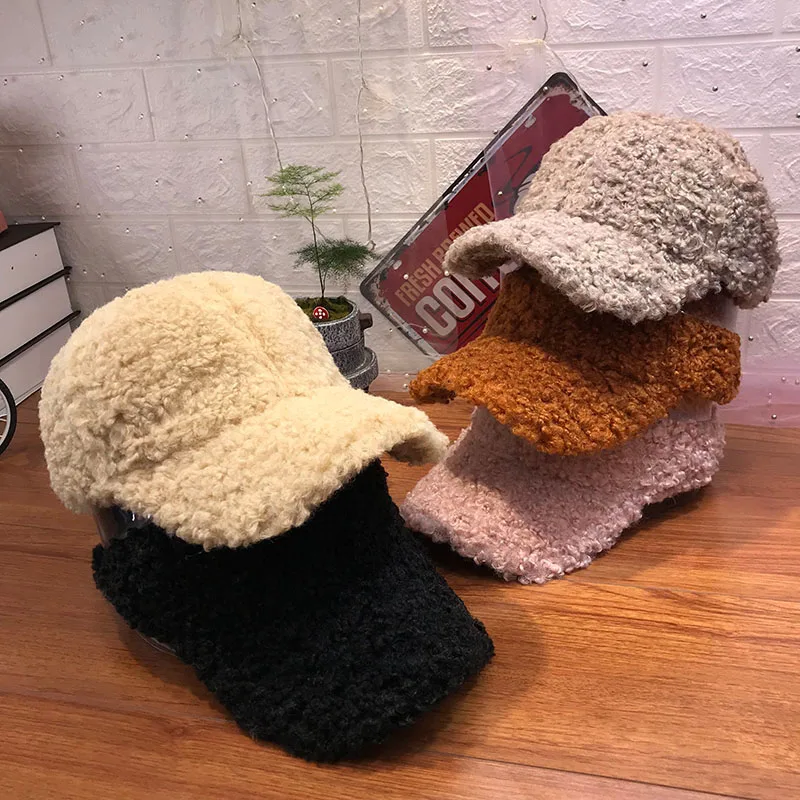 New Casual Outdoor Warm Winter Cap Girl Women Adjustable Animal Pattern Faux Fur Baseball Cap Cotton Hip-Hop Hat Visor  55-59cm