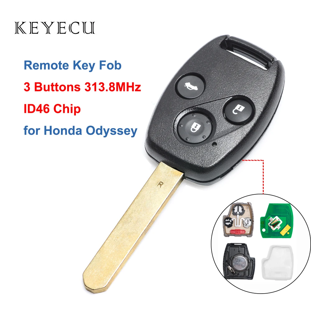 

Keyecu for Honda Odyssey 2003 2004 2005 2006 2007 3 Buttons 313.8MHz ID46 Remote Key Fob Car Key