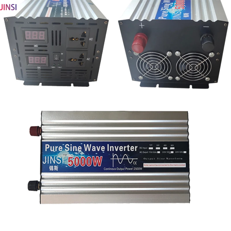 Imagem -05 - Inversor de Energia Solar de Onda Senoidal Pura Conversor de Carro Display Led Tensão dc 12v a 220v ac 12v 24v 48v 220v 5000w 6000w