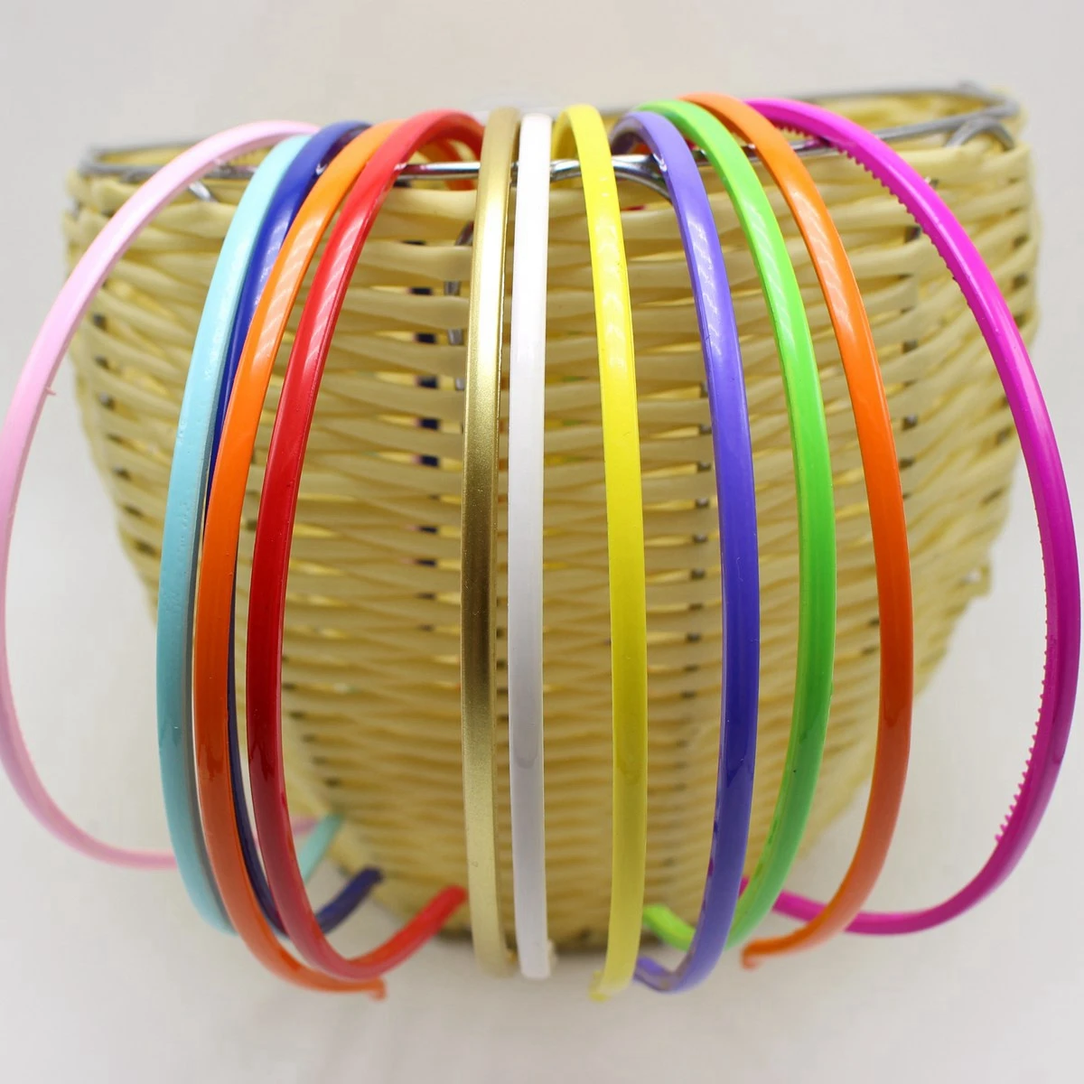 10 Mixed Bubblegum Color Plastic Narrow Thin Hair band Headband 4mm With Teeth