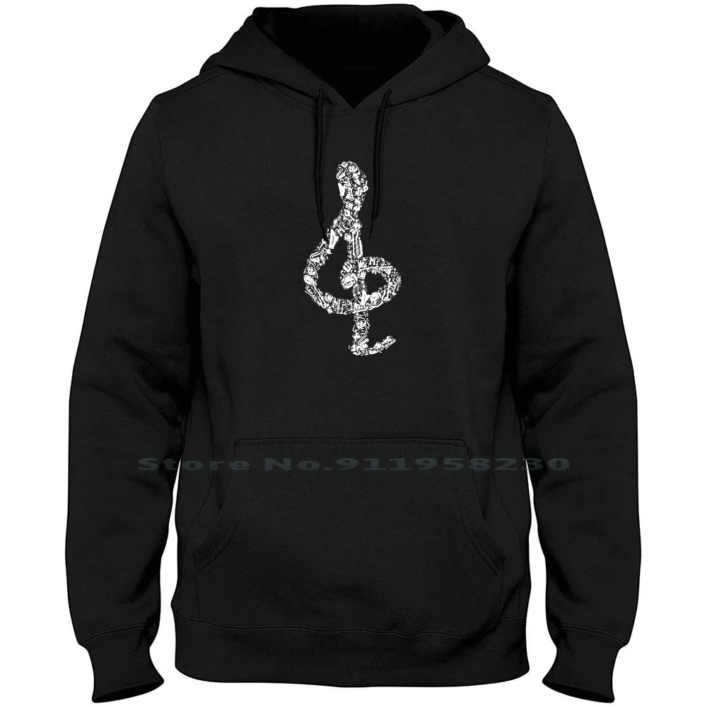 Music Treble Clef Men Women Hoodie Pullover Sweater 6XL Big Size Cotton Treble Clef Treble Music Clef Us Music