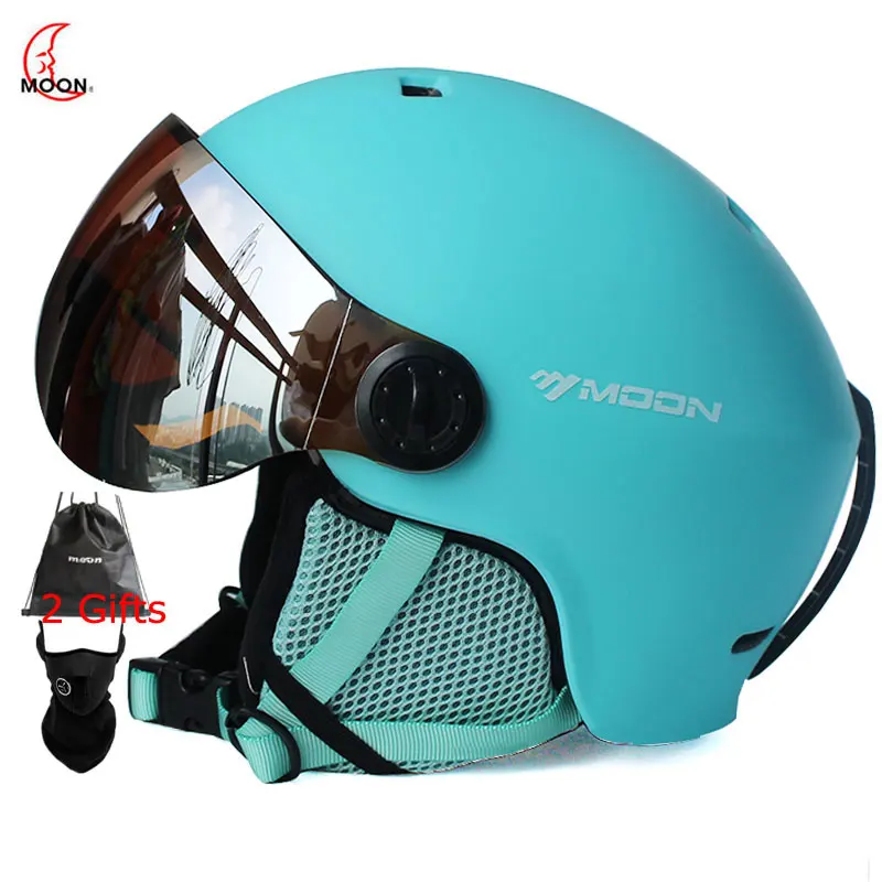 Casco de esquí MOON moldeado integralmente PC + gafas EPS casco de esquí al aire libre para adultos niños deporte esquí Snowboard monopatín cascos