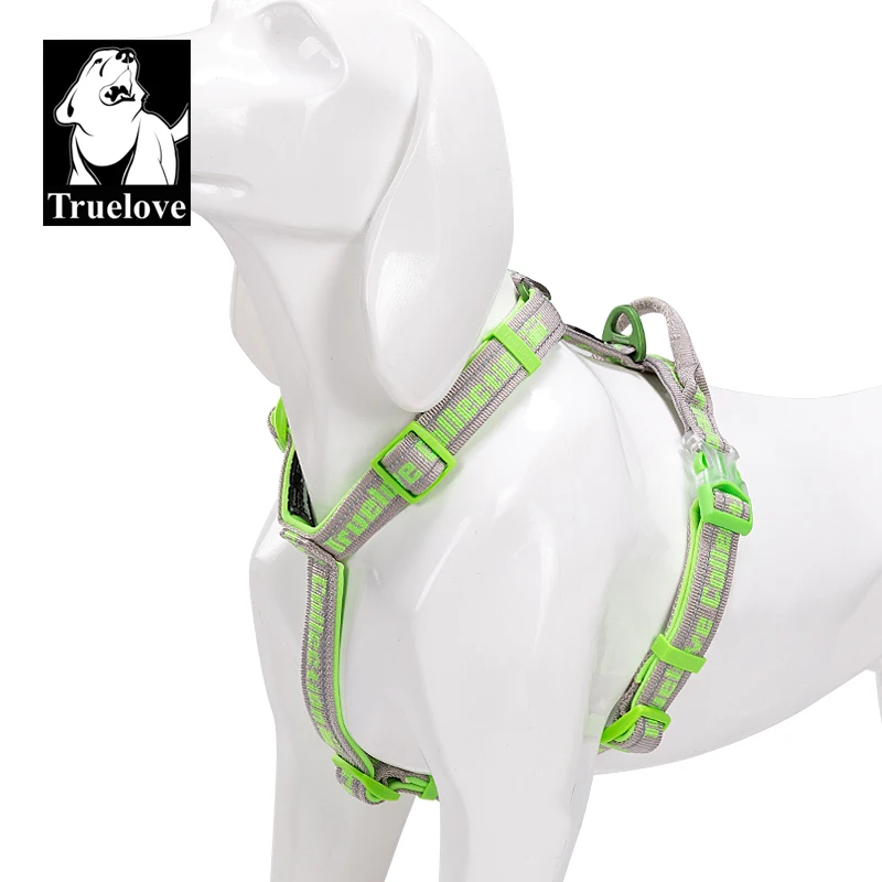 Truelove Soft Padded Dog Harness No Pull Nylon Adjustable Car Pet Harness Belt Reflective For Outdoor Training Walking