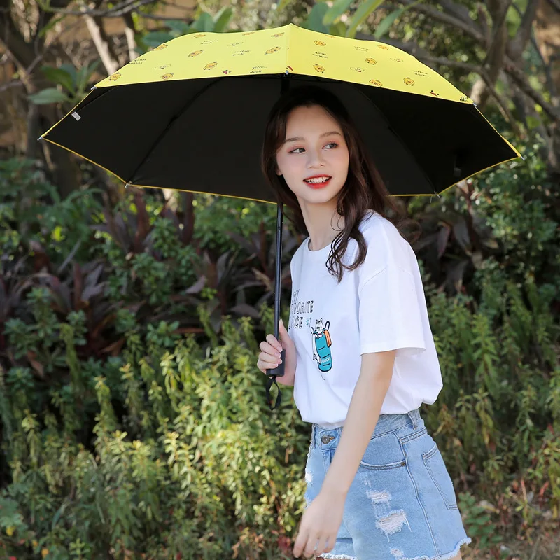 Fruit Painting Automatic Umbrella Three Fold Anti UV Women Rain Umbrella Kids Umbrella Cherry Carrot Straberry Manul Sun Parasol