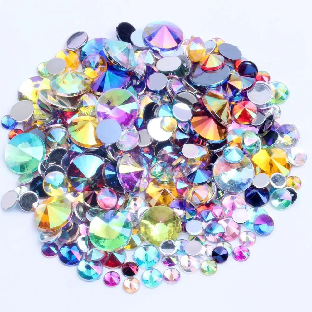 Acrylic Rhinestones AB Colors Flatback Pointed 120pcs 5mm Silver Foiled Glue On Beads Accessories Nail Art Sticker Decoration