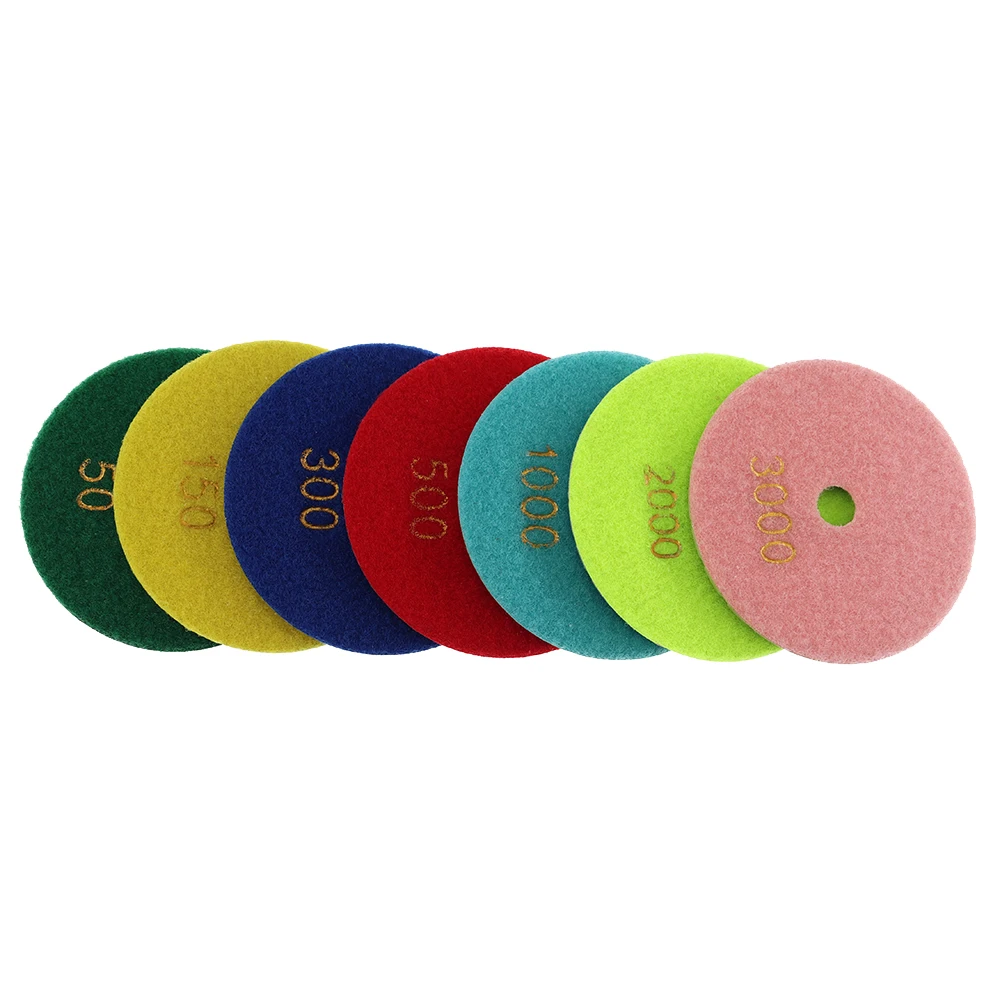 7 PCS Super 4 Inch Diamond Polishing Pads 100mm Flexible Wet Polishing Pad For Granite Marble Concrete Floor Grinding Disc