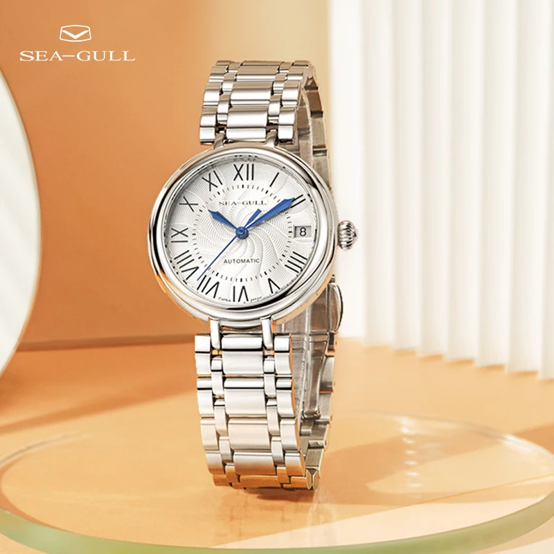 

Seagull ladies watch fashion diamond steel belt calendar automatic mechanical watch female watch waterproof watch 716.417L