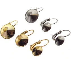 10Pcs Stainless Steel French Lever Earring Hooks Cabochon Base 6 8 10 12mm Earring Setting Blank Base for DIY Jewelry Findings