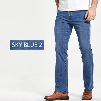 LGRG Mens Boot Cut Jeans Slightly Flared Slim Fit Blue Black Trousers Designer Classic Male Stretch Denim Pants 3