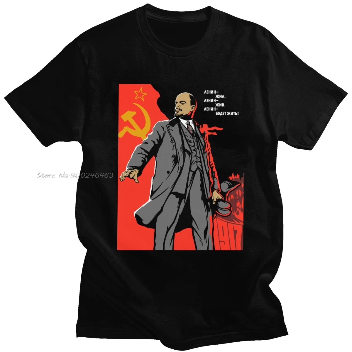 Classic Vladimir Lenin Soviet USSR CCCP T-shirt Men Short Sleeve Propaganda Tshirt Russia Communism Marxism Socialism Tee Shirt