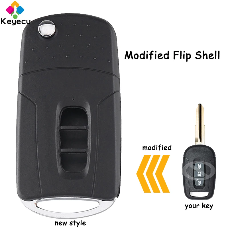 

KEYECU Modified Flip Remote Car Key Shell Case With 3 Buttons Fob for Chevrolet Captiva 2006 2007 2008 2009 2010 2011 2012 2013