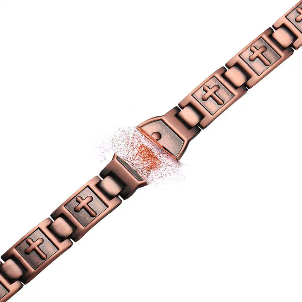OKtrendy Cross Pattern Magnetic Bracelet For Men Christian Fashion vintage Copper Charm Bracelet Jesus Christ New Wristband