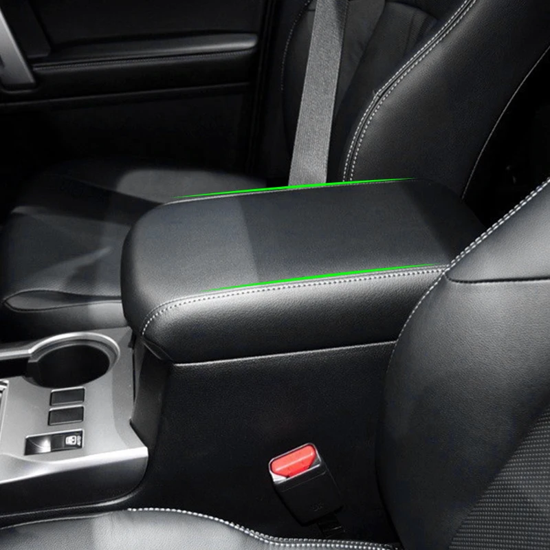 Car Accessories Center Console Lid Armrest Box Leather Cover Sticker Trim For Toyota 4Runner 2010- 2015 2016 2017 2018