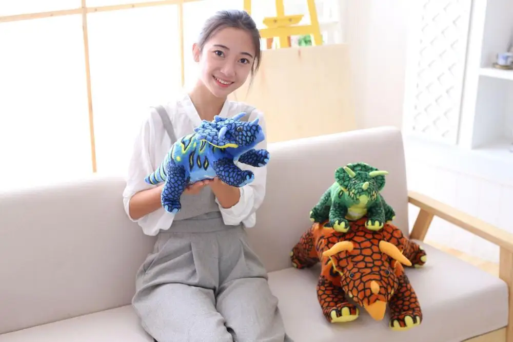 Jouet en peluche dinosaure Triceratops, joli dessin animé, poupée douce, jouet pour enfants, oreiller, cadeau de noël h0549