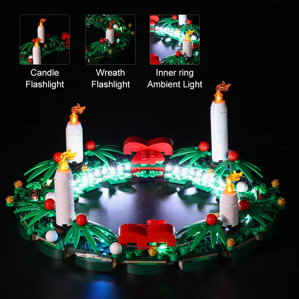 Vonado LED Lighting Set for 40426 Christmas Wreath Collectible Model Toy Light Kit, Not Included the Building Block