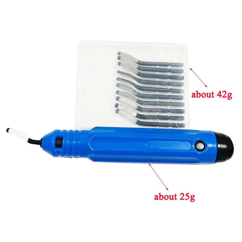 Handle Burr Metal Deburring Remover Cutting Tool with 10pcs Rotary Deburr Blades DIY Edge Cutter NB1100 Plastic Burr Scraper