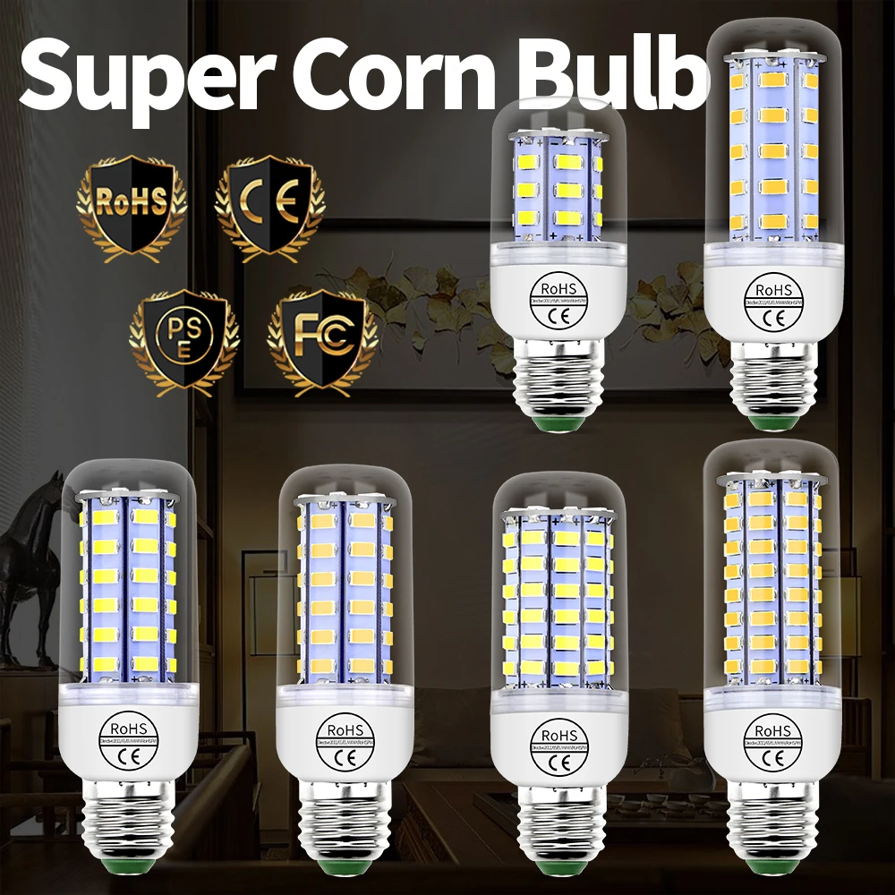 E27 LED Bulb 220V E14 Corn Lamp Candle GU10 LED Lamp G9 Lampada B22 24 36 48 56 69 72 LEDs Light For Home 5730 Chandelier Light