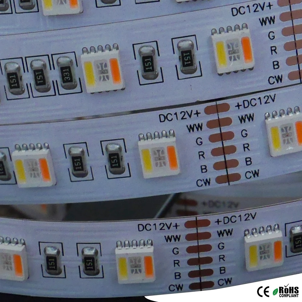 Imagem -01 - Fita de Led Flexível 12v Tamanhos 5050 Rgbww Cores com Chip Rgb Branco Frio e Branco Quente 60leds por Metro Ip30 Ip67 fita de led flexivel 12v tamanhos 5050 rgbww cores com chip rgb branco frio e branco quente 60leds por metro ip30 ip67 01