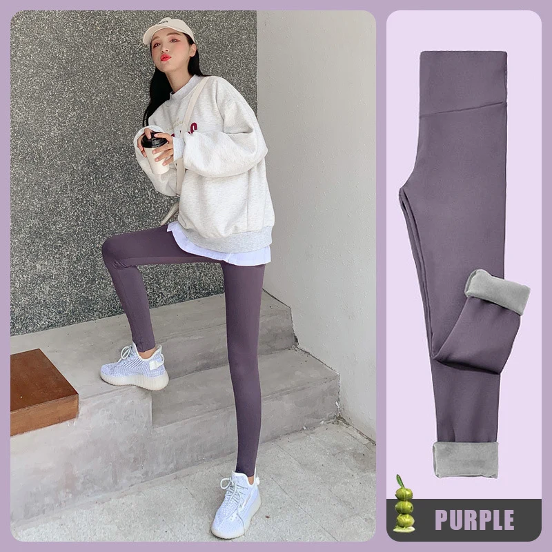 Calças legging de inverno femininas plus size, calças de cintura alta stretch e grossa, calças justas de veludo quente para mulheres, calças femininas