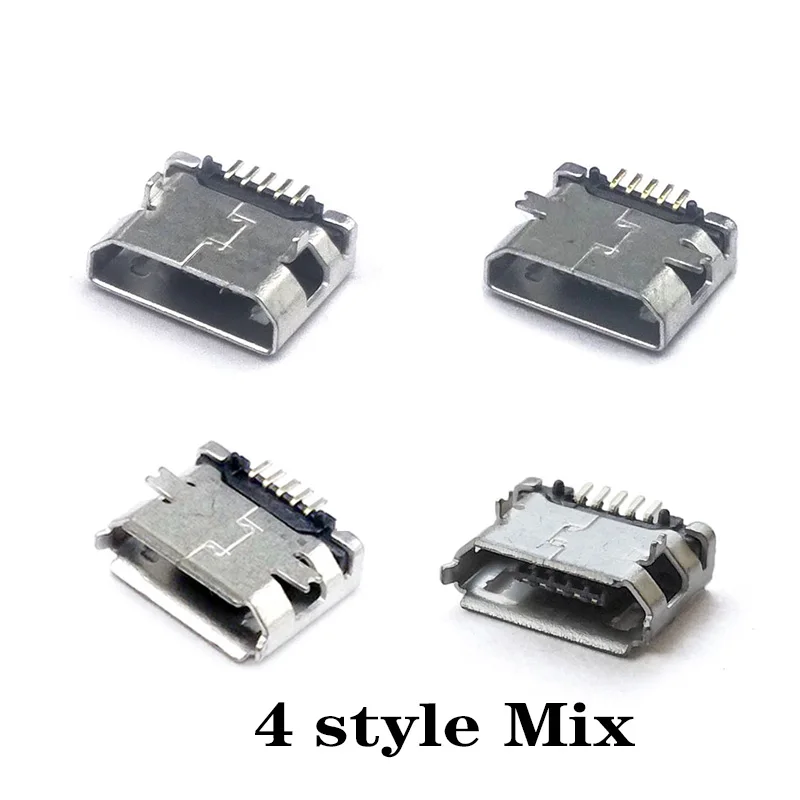 50 sztuk/partia 5Pin Micro-B SMD złącze Micro USB żeńskie gniazdo Jack Tail Sockect wtyczka dla telefonu z systemem Android złącze danych