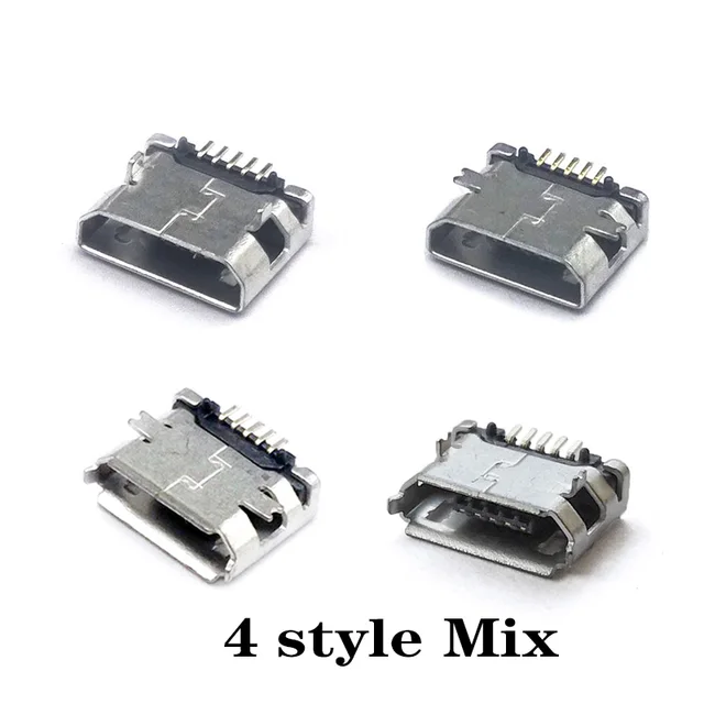 50 sztuk/partia 5Pin Micro-B SMD złącze Micro USB żeńskie gniazdo Jack Tail Sockect wtyczka dla telefonu z systemem Android złącze danych