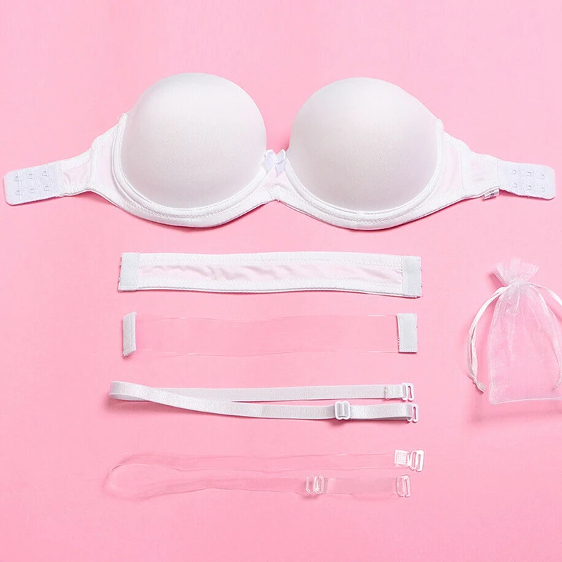 Yandw Nowe Biustonosze Ślubne Dla Kobiet Multiway Seksowny Biustonosz Niewidoczne Przezroczyste Plecy Halter Neck Bralette Bielizna Bez Ramiączek Biustonosze Czysta Biel