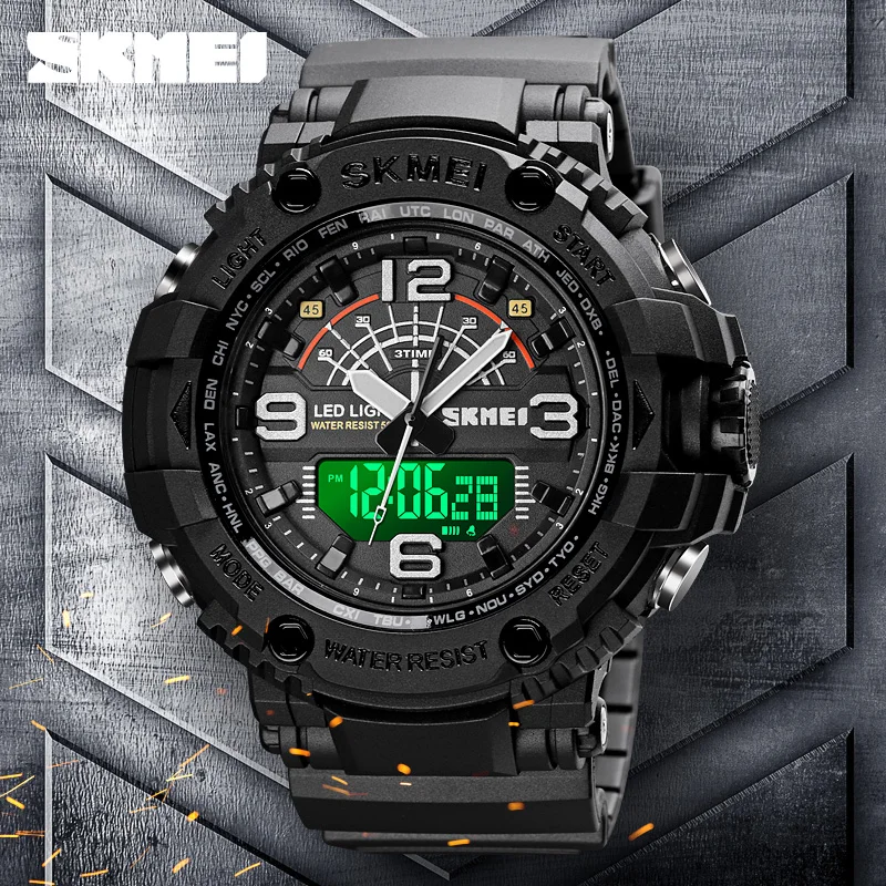 Luxury Sport Watch Men 50Bar Waterproof Military Sports Electronic Watch Fashion Men Stopwatch Count Down Wristwatch Alarm Clock