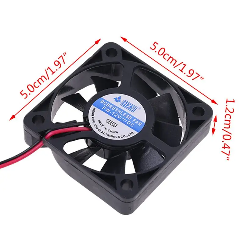 DC 12V 0.12A 2-Pin 50x50x10mm PC Computer CPU System Brushless Cooling Fan 5010