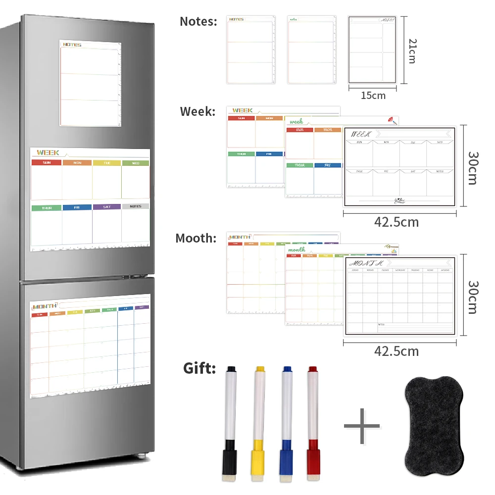 Magnetic Soft Whiteboard Refrigerator Stickers Erasable Memo Message Practice Writing Board Dry Erase Planner Notes Week Month