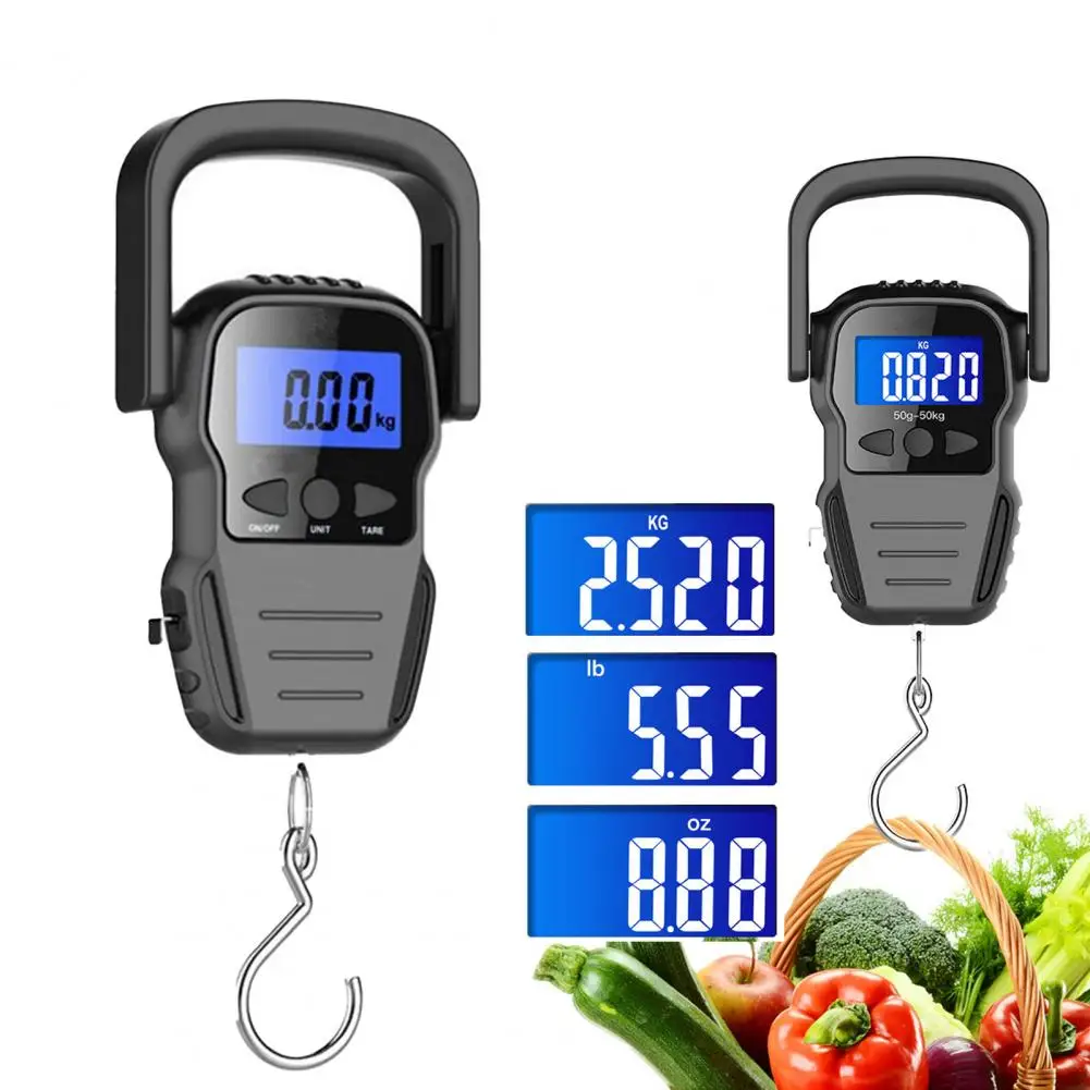 50KG Multi-use Accurate Electronic Hanging Scale with 160cm Measuring Tape Lightweight Material Design for Fishing