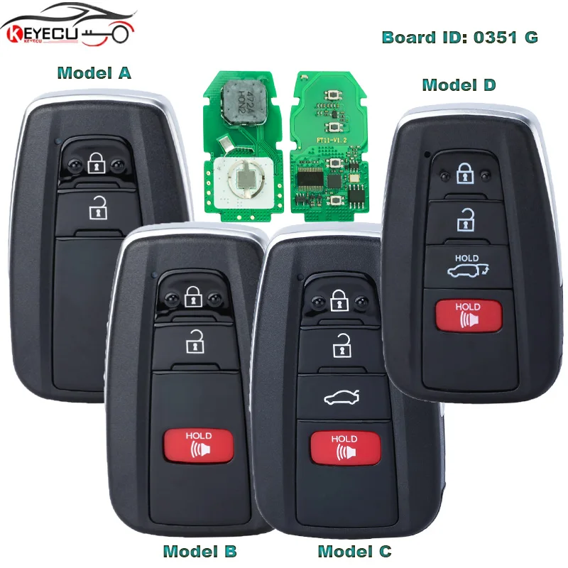 KEYECU 231451-0351 Board ID, HYQ14FBC Smart Keyless Remote Key Fob 314.3MHz 2B / 3B /4B for Toyota Prius 2016 2017 2018 2019