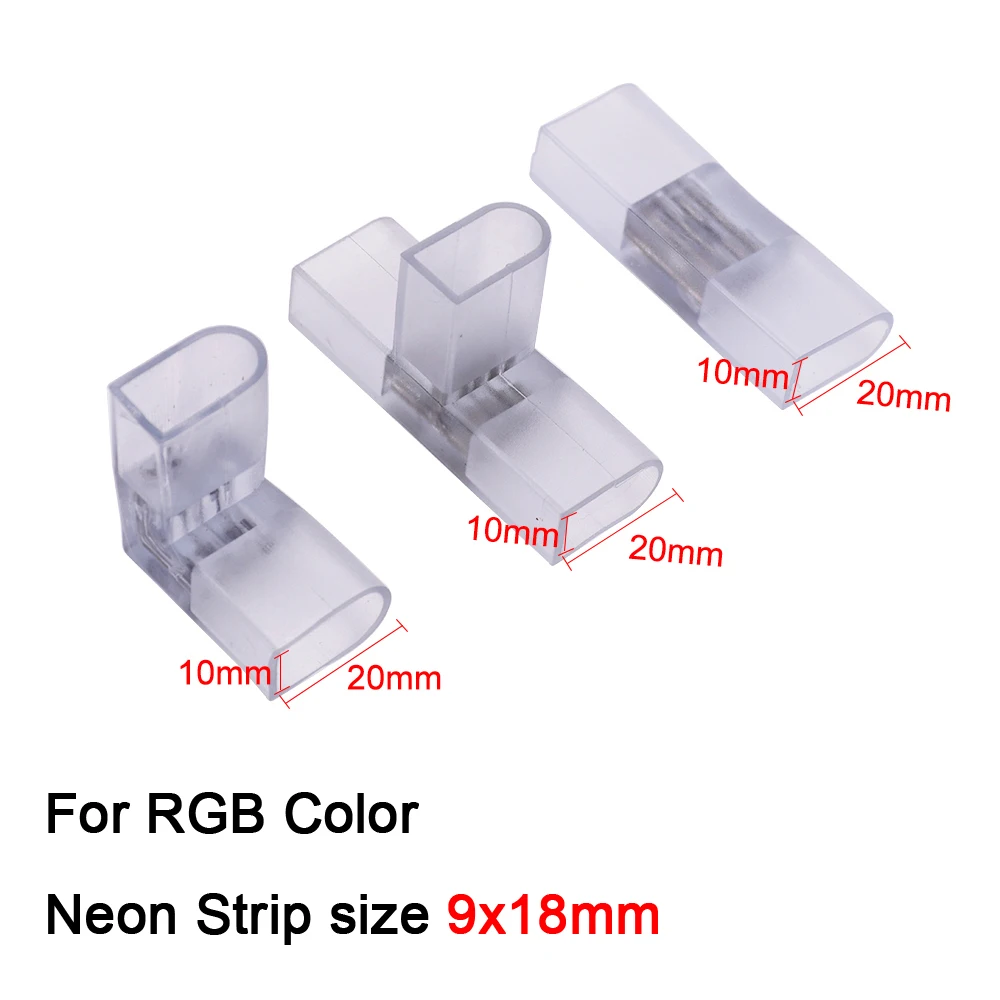 LED Clips Connecter I L T Type 2pin 4pin Connector Middle Corner Plug 5 set For 220V 110V 8X16mm 9X18mm RGB/One Color Neon Strip