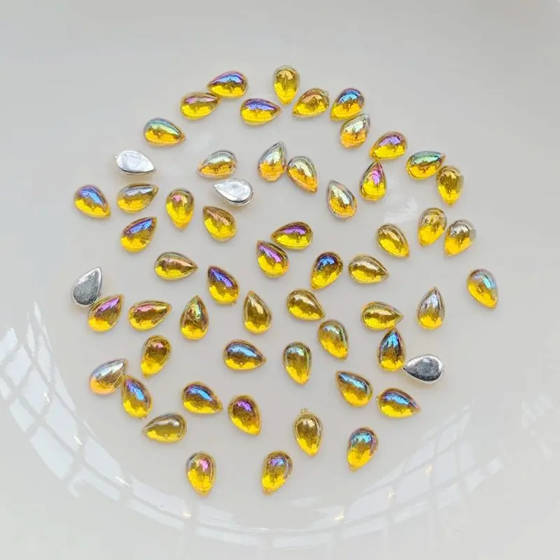 200PCS  4*6mm  Flat back acrylic water drop diamond design 3D nail art DIY, scrapbook, clothing decoration accessories crafts