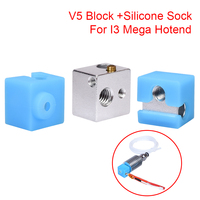 E3D V5 Heater Block V5 Silicone Sock For Original Anycubic I3 Mega/Chiron V5 Hotend Extruder 3D Printer Parts V5 Aluminum Block