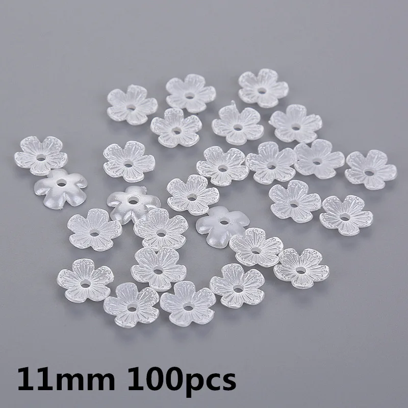 Ivory/White Multi design ABS Pearl Bead Caps Imitation Plastic Flower Beads for Floral receptacle  DIY Spaced Apart Jewelry