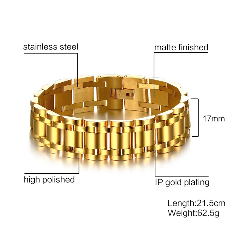MEN LUXURY BRACELET,15MM STAINLESS STEEL DUDES ROLLIE HIP HOP BRACELET FOR MEN WRISTBANDS MALE JEWELRY