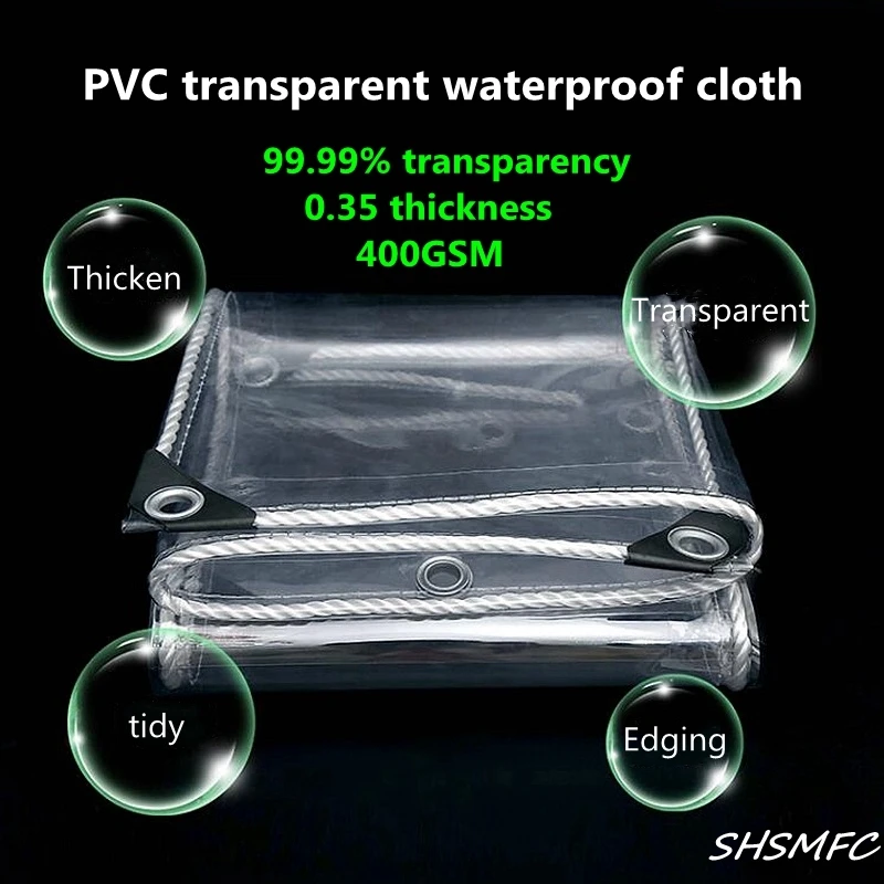 0.35mm Thick Transparent Tarpaulin PVC Rainproof Cloth Balcony Garden Pet Waterproof Shelter Succulent Plant Keep Warm Awning