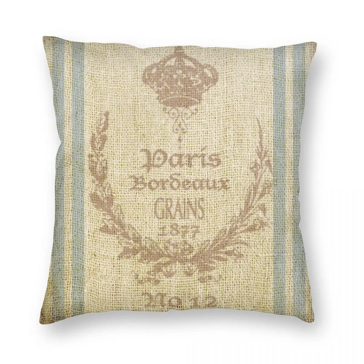 Bonjour Faux Grain Sack Square Pillowcase Polyester Linen Velvet Printed Zip Decor Room Cushion Cover 45x45