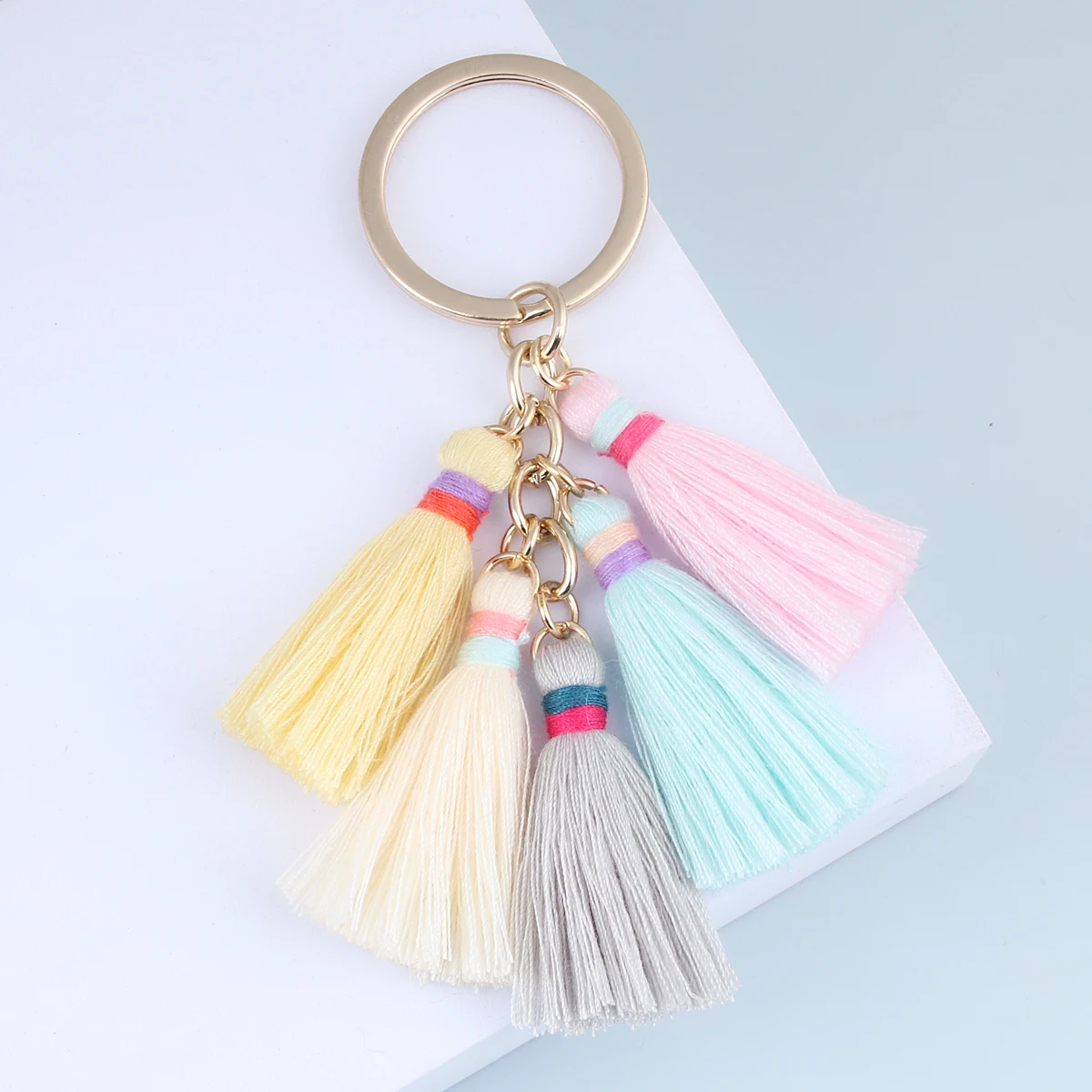 Multicolor Tassel Keychain For Women Handmade Bohemian Key Ring Boho Handbag Pendant Accessories Key Holder Jewelry Gifts