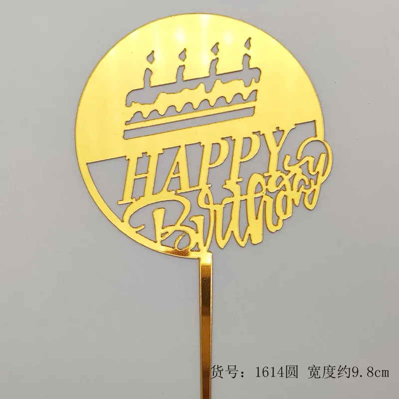 Acryl Happy Birthday Cake Topper Schlichter Goldener Geburtstagstorten-Aufsatz für Kinder Feiertagsgeschenk Dessert-Dekoration Babyparty – Detail 17