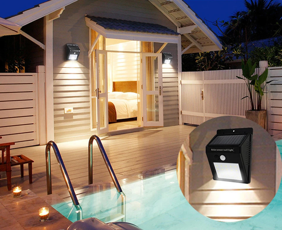 20LED Sunlight control PIR Motion Sensor Solar Energy Street light Yard Path Home Garden Solar Power lamp Wall Light