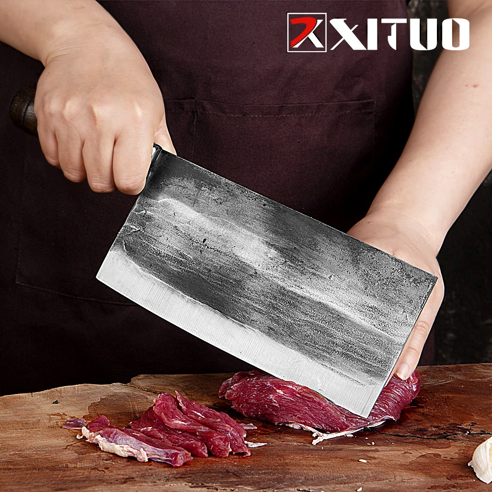 ​​XITUO Wide Blade Handmade Knife Professional Boning Knife Kitchen Chef Knife High Carbon Steel Cooking Knife Meat Cutter Sharp