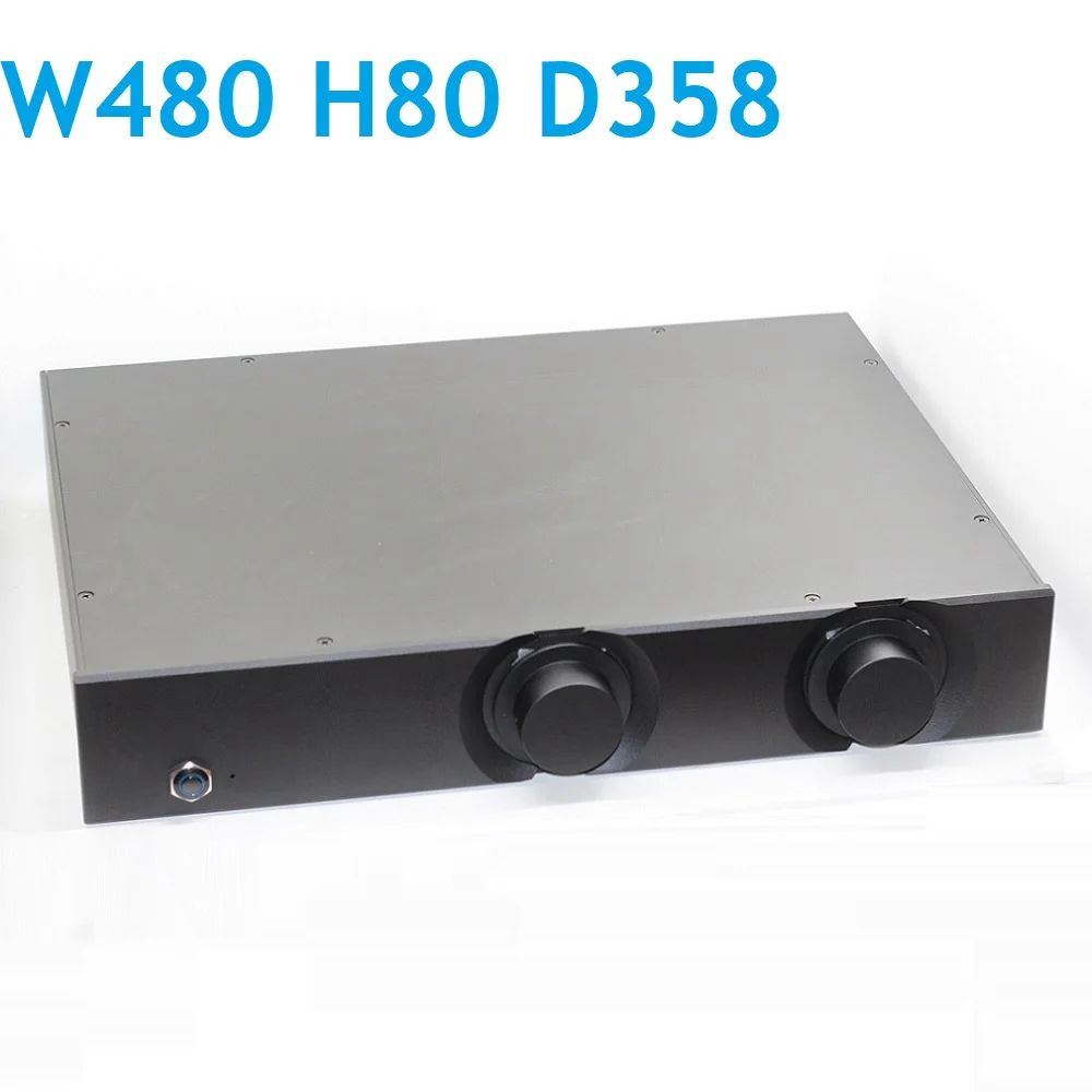 W480 H80 D358 DIY Headphone Chassis Aluminum PSU Combined Power Amplifier Case Preamp Decoder DAC Box Sandblasting Amp Housing