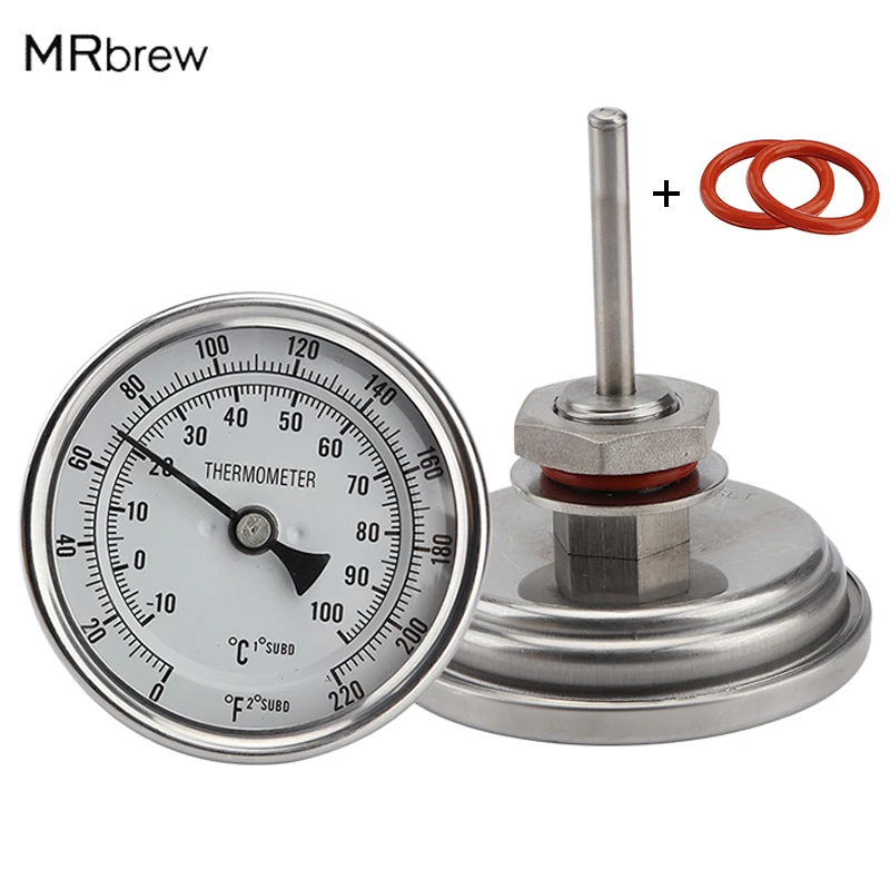 

Weldless Bi-metal Thermometer Kit, 3"Face & 2"Probe, 1/2"MNPT, 0~220F degree, Beer Brewing Thermometer, Homebrew Kettle Bar Tool