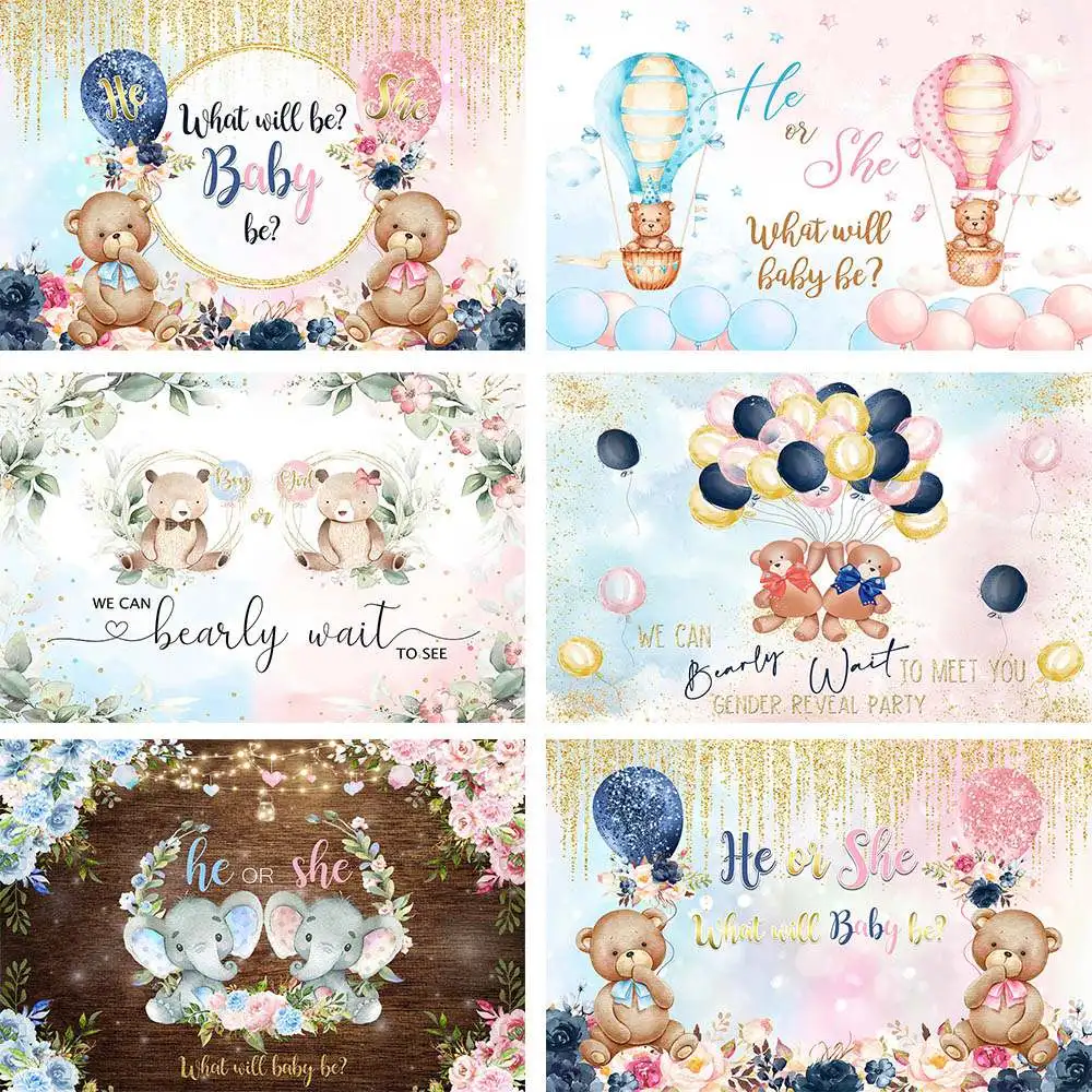 Mocsicka раскрываемый пол фон для фотосъемки он или она, что будет ребенком, фон для фотосъемки, украшение медведя, Фотостудия