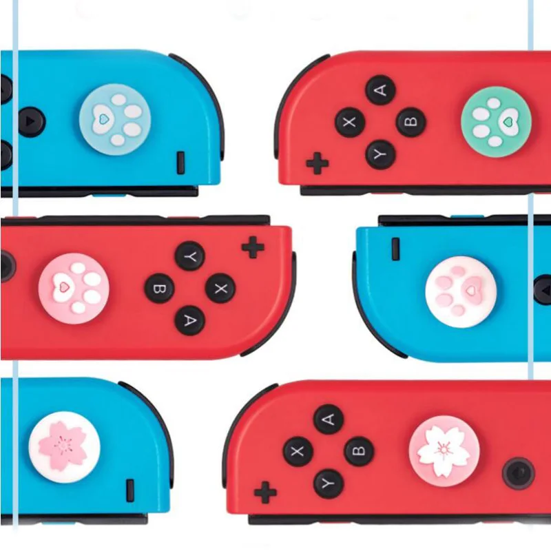 Nette Katze Pfote Klaue Sakura Thumb-Stick Grip Cap Joystick Abdeckung Für Nintend Schalter Lite Freude-Con Controller Gamepad thumbstick Fall